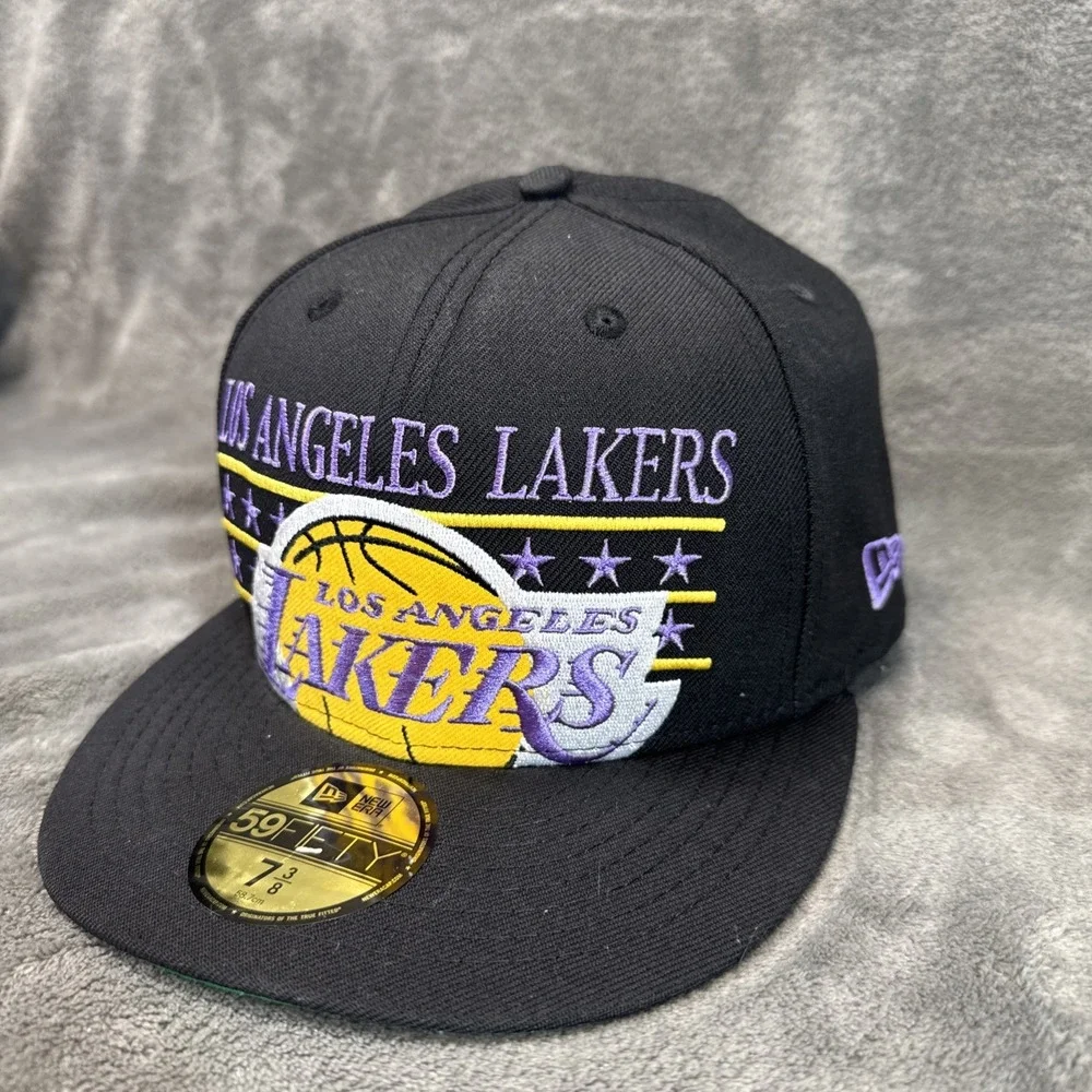 Los Angeles Lakers NBA New Era 59FIFTY Fitted Hat‎ Star Stud Size 7 3/8 HWC NWT